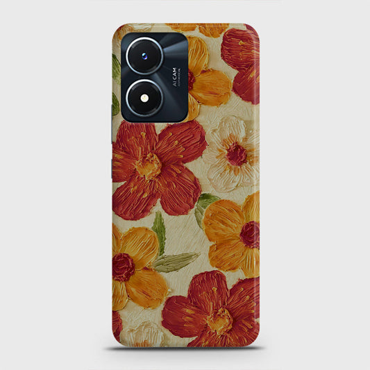 Vivo Y02s Cover - Floral Series - Design 6 - Red & Orange - Matte Finish - Snap On Hard Case with LifeTime Colors Guarantee