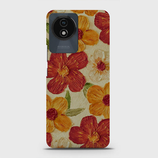 Vivo Y02 Cover - Floral Series - Design 6 - Red & Orange - Matte Finish - Snap On Hard Case with LifeTime Colors Guarantee