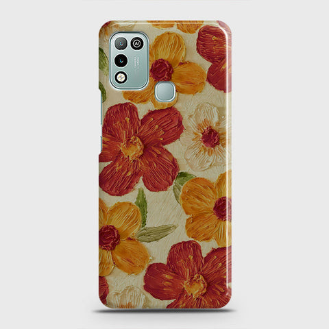 Infinix Hot 10 Play Cover - Floral Series - Design 6 - Red & Orange - Matte Finish - Snap On Hard Case with LifeTime Colors Guarantee