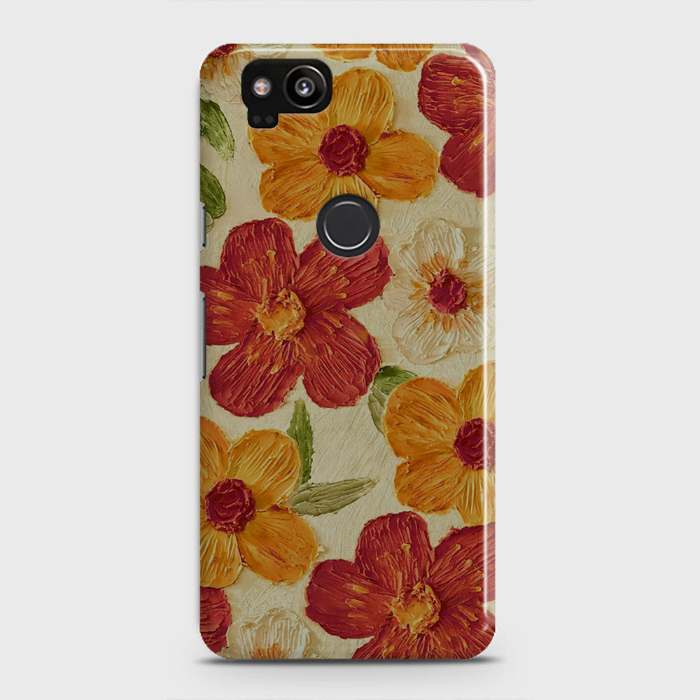 Google Pixel 2 Cover - Floral Series - Design 6 - Red & Orange - Matte Finish - Snap On Hard Case with LifeTime Colors Guarantee