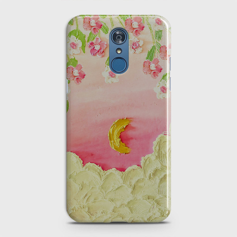 LG Q7 Cover - Floral Series  - Design 7 - Pink & Yellow - Matte Finish - Snap On Hard Case with LifeTime Colors Guarantee