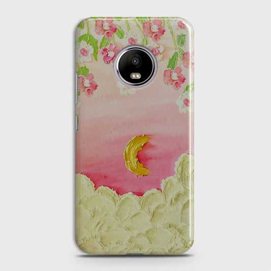 Motorola E4 Cover - Floral Series - Design 7 - Pink & Yellow - Matte Finish - Snap On Hard Case with LifeTime Colors Guarantee