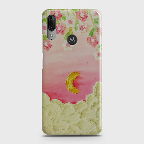 Motorola Moto E6 Plus Cover - Floral Series - Design 7 - Pink & Yellow - Matte Finish - Snap On Hard Case with LifeTime Colors Guarantee