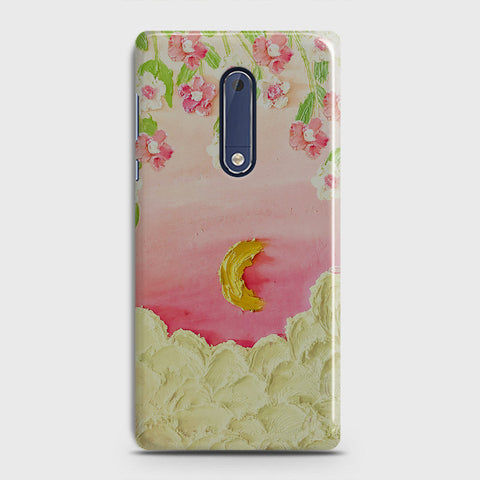 Nokia 5 Cover - Floral Series - Design 7 - Pink & Yellow - Matte Finish - Snap On Hard Case with LifeTime Colors Guarantee