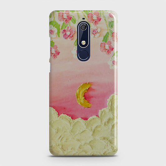 Nokia 5.1 Cover - Floral Series - Design 7 - Pink & Yellow - Matte Finish - Snap On Hard Case with LifeTime Colors Guarantee