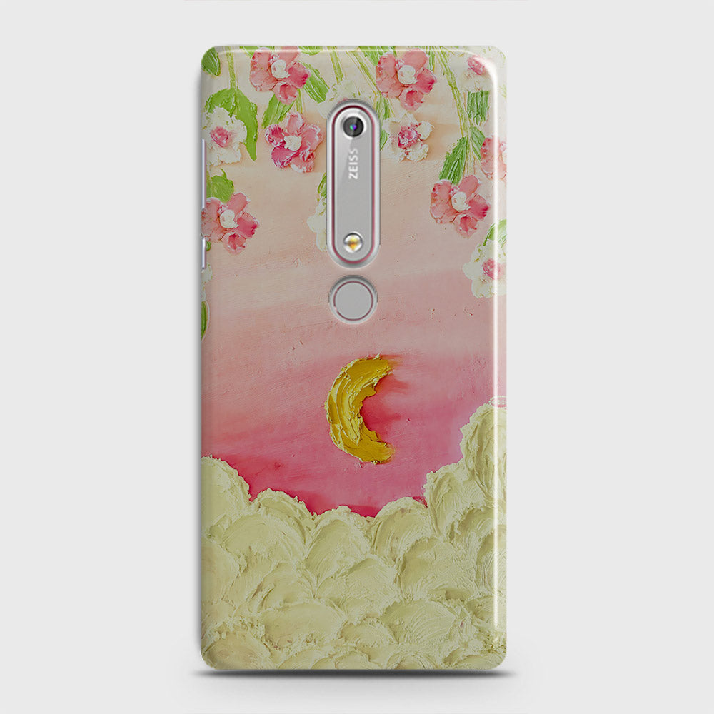 Nokia 6.1 Cover - Floral Series - Design 7 - Pink & Yellow - Matte Finish - Snap On Hard Case with LifeTime Colors Guarantee