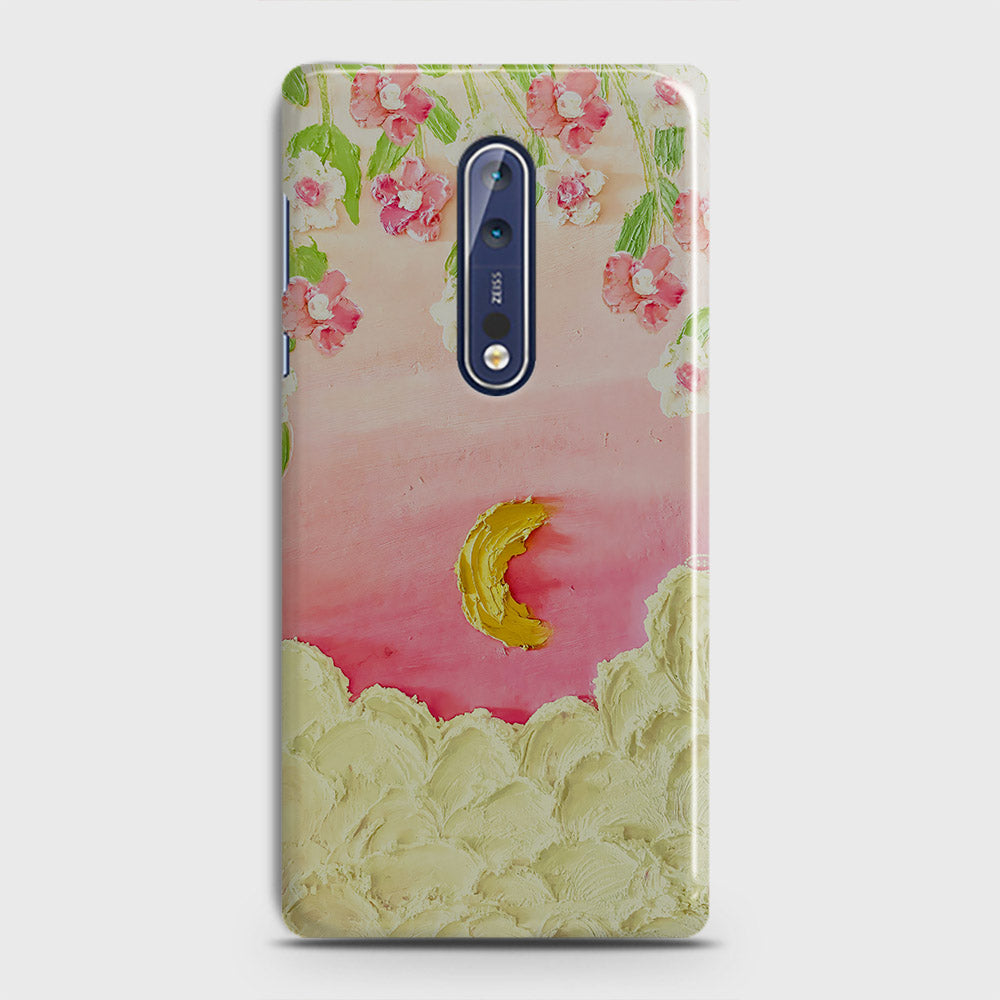 Nokia 8 Cover - Floral Series - Design 7 - Pink & Yellow - Matte Finish - Snap On Hard Case with LifeTime Colors Guarantee