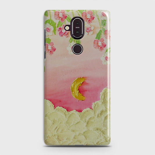 Nokia 8.1 Cover - Floral Series - Design 7 - Pink & Yellow - Matte Finish - Snap On Hard Case with LifeTime Colors Guarantee