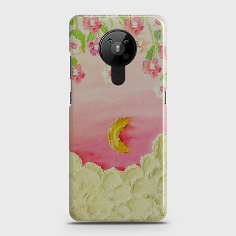 Nokia 5.3  Cover - Floral Series - Design 7 - Pink & Yellow - Matte Finish - Snap On Hard Case with LifeTime Colors Guarantee