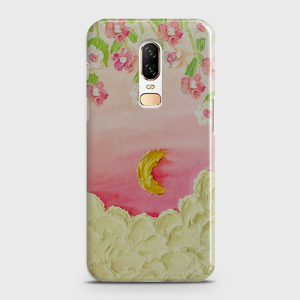 OnePlus 6  Cover - Floral Series - Design 7 - Pink & Yellow - Matte Finish - Snap On Hard Case with LifeTime Colors Guarantee