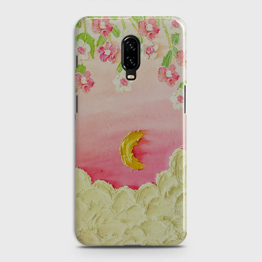 OnePlus 6T  Cover - Floral Series - Design 7 - Pink & Yellow - Matte Finish - Snap On Hard Case with LifeTime Colors Guarantee