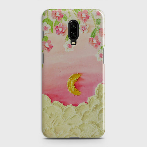 OnePlus 6T  Cover - Floral Series - Design 7 - Pink & Yellow - Matte Finish - Snap On Hard Case with LifeTime Colors Guarantee