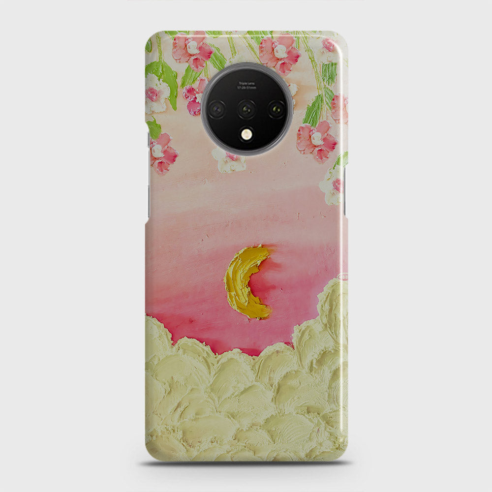 OnePlus 7T Cover - Floral Series - Design 7 - Pink & Yellow - Matte Finish - Snap On Hard Case with LifeTime Colors Guarantee