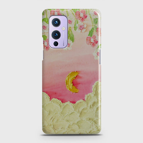 OnePlus 9  Cover - Floral Series - Design 7 - Pink & Yellow - Matte Finish - Snap On Hard Case with LifeTime Colors Guarantee