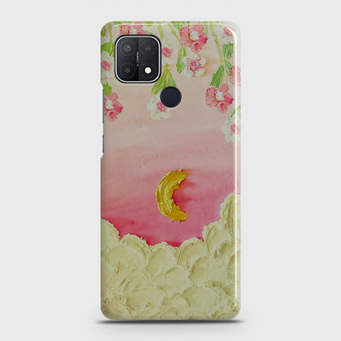 Oppo A15 Cover - Floral Series - Design 7 - Pink & Yellow - Matte Finish - Snap On Hard Case with LifeTime Colors Guarantee