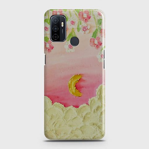 Oppo A53 Cover - Floral Series - Design 7 - Pink & Yellow - Matte Finish - Snap On Hard Case with LifeTime Colors Guarantee