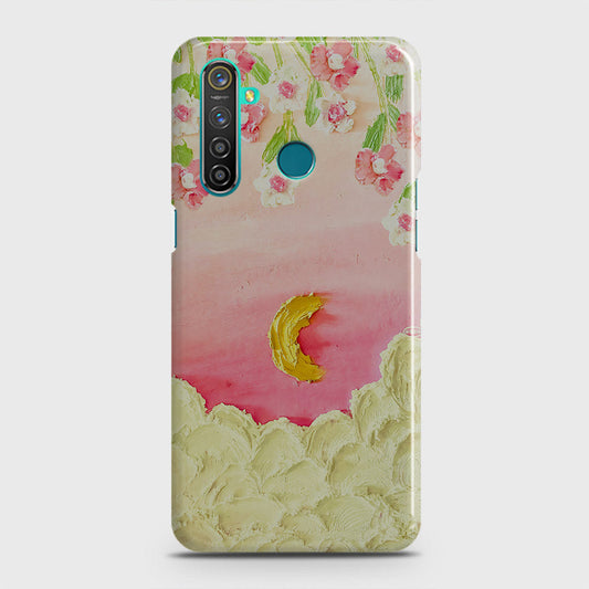 Realme 5 Cover - Floral Series - Design 7 - Pink & Yellow - Matte Finish - Snap On Hard Case with LifeTime Colors Guarantee