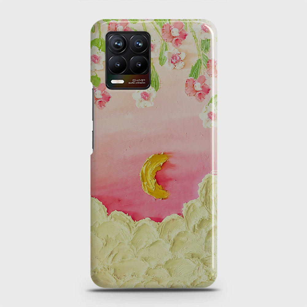 Realme 8 Cover - Floral Series - Design 7 - Pink & Yellow - Matte Finish - Snap On Hard Case with LifeTime Colors Guarantee