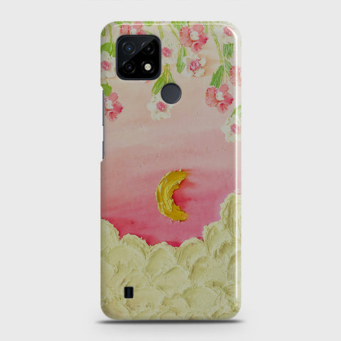 Realme C21 Cover - Floral Series - Design 7 - Pink & Yellow - Matte Finish - Snap On Hard Case with LifeTime Colors Guarantee