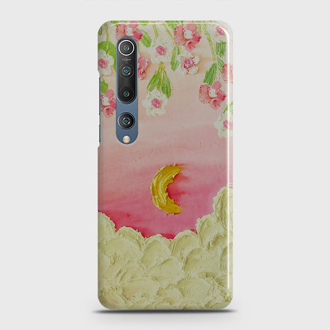 Xiaomi Mi 10 Cover - Floral Series - Design 7 - Pink & Yellow - Matte Finish - Snap On Hard Case with LifeTime Colors Guarantee