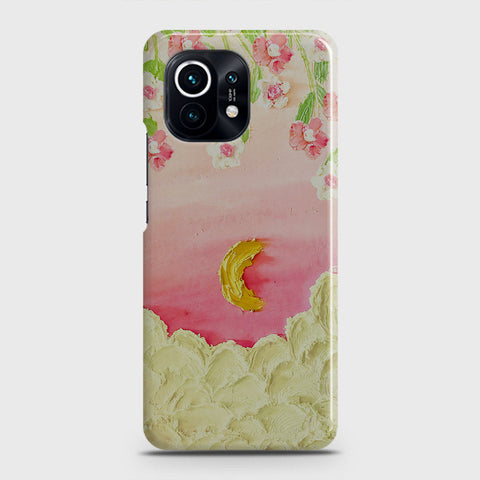 Xiaomi Mi 11 Cover - Floral Series - Design 7 - Pink & Yellow - Matte Finish - Snap On Hard Case with LifeTime Colors Guarantee