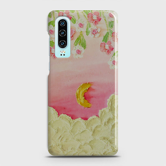 Huawei P30 Cover - Floral Series - Design 7 - Pink & Yellow - Matte Finish - Snap On Hard Case with LifeTime Colors Guarantee