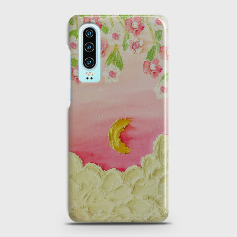 Huawei P30 Cover - Floral Series - Design 7 - Pink & Yellow - Matte Finish - Snap On Hard Case with LifeTime Colors Guarantee