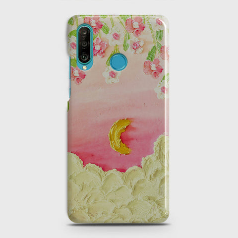 Huawei P30 lite Cover - Floral Series - Design 7 - Pink & Yellow - Matte Finish - Snap On Hard Case with LifeTime Colors Guarantee