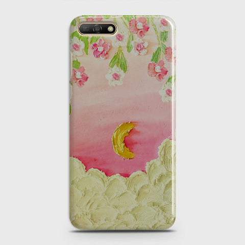 Huawei Y6 2018 Cover - Floral Series - Design 7 - Pink & Yellow - Matte Finish - Snap On Hard Case with LifeTime Colors Guarantee