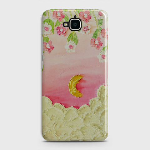 Huawei Y6 Pro 2015 Cover - Floral Series - Design 7 - Pink & Yellow - Matte Finish - Snap On Hard Case with LifeTime Colors Guarantee