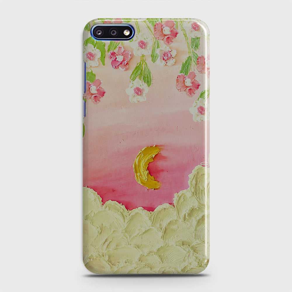 Huawei Y7 Pro 2018 Cover - Floral Series - Design 7 - Pink & Yellow - Matte Finish - Snap On Hard Case with LifeTime Colors Guarantee