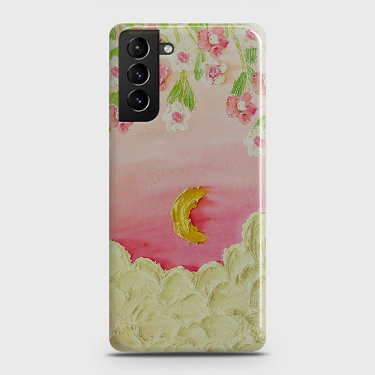 Samsung Galaxy S21 5G Cover - Floral Series - Design 7 - Pink & Yellow - Matte Finish - Snap On Hard Case with LifeTime Colors Guarantee