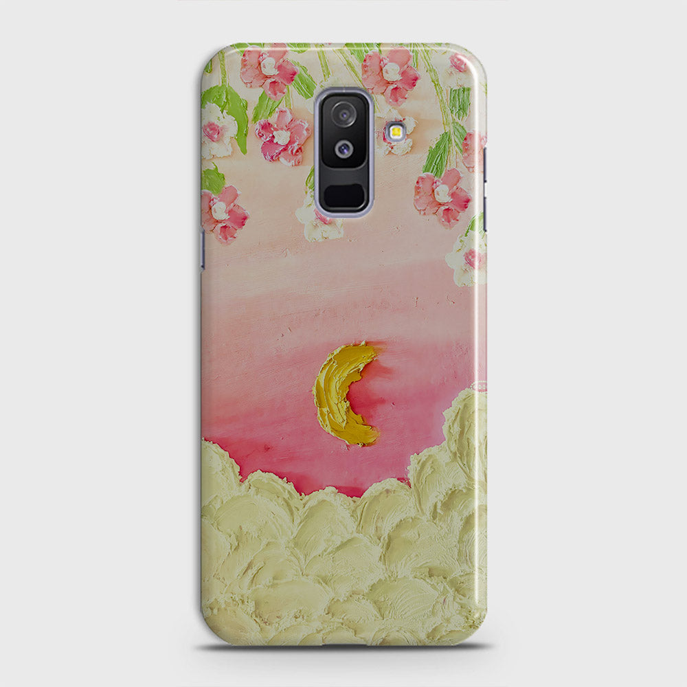 Samsung Galaxy A6 Plus 2018 Cover - Floral Series - Design 7 - Pink & Yellow - Matte Finish - Snap On Hard Case with LifeTime Colors Guarantee