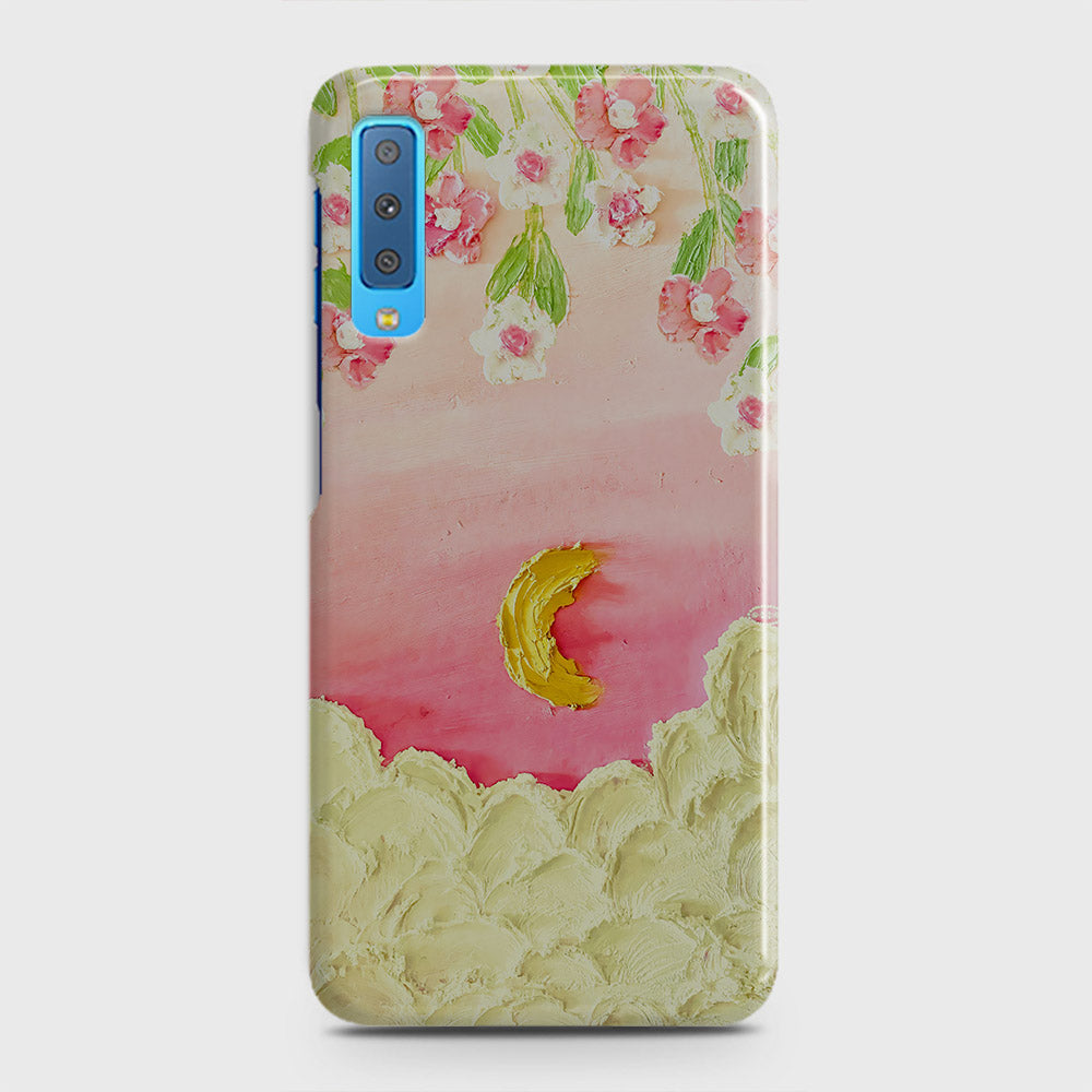 Samsung Galaxy A7 2018 Cover - Floral Series - Design 7 - Pink & Yellow - Matte Finish - Snap On Hard Case with LifeTime Colors Guarantee