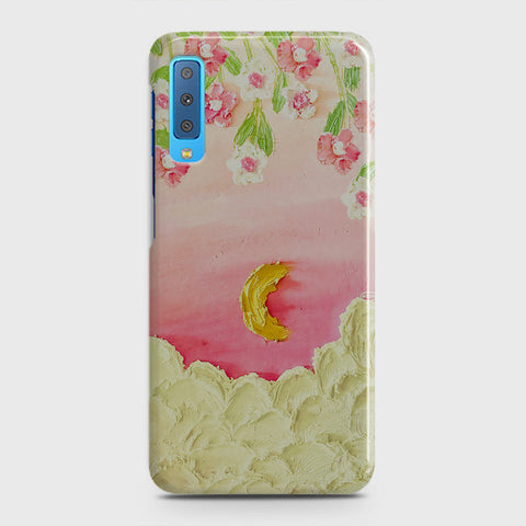 Samsung Galaxy A7 2018 Cover - Floral Series - Design 7 - Pink & Yellow - Matte Finish - Snap On Hard Case with LifeTime Colors Guarantee