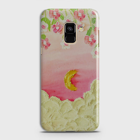 Samsung Galaxy A8 2018 Cover - Floral Series - Design 7 - Pink & Yellow - Matte Finish - Snap On Hard Case with LifeTime Colors Guarantee