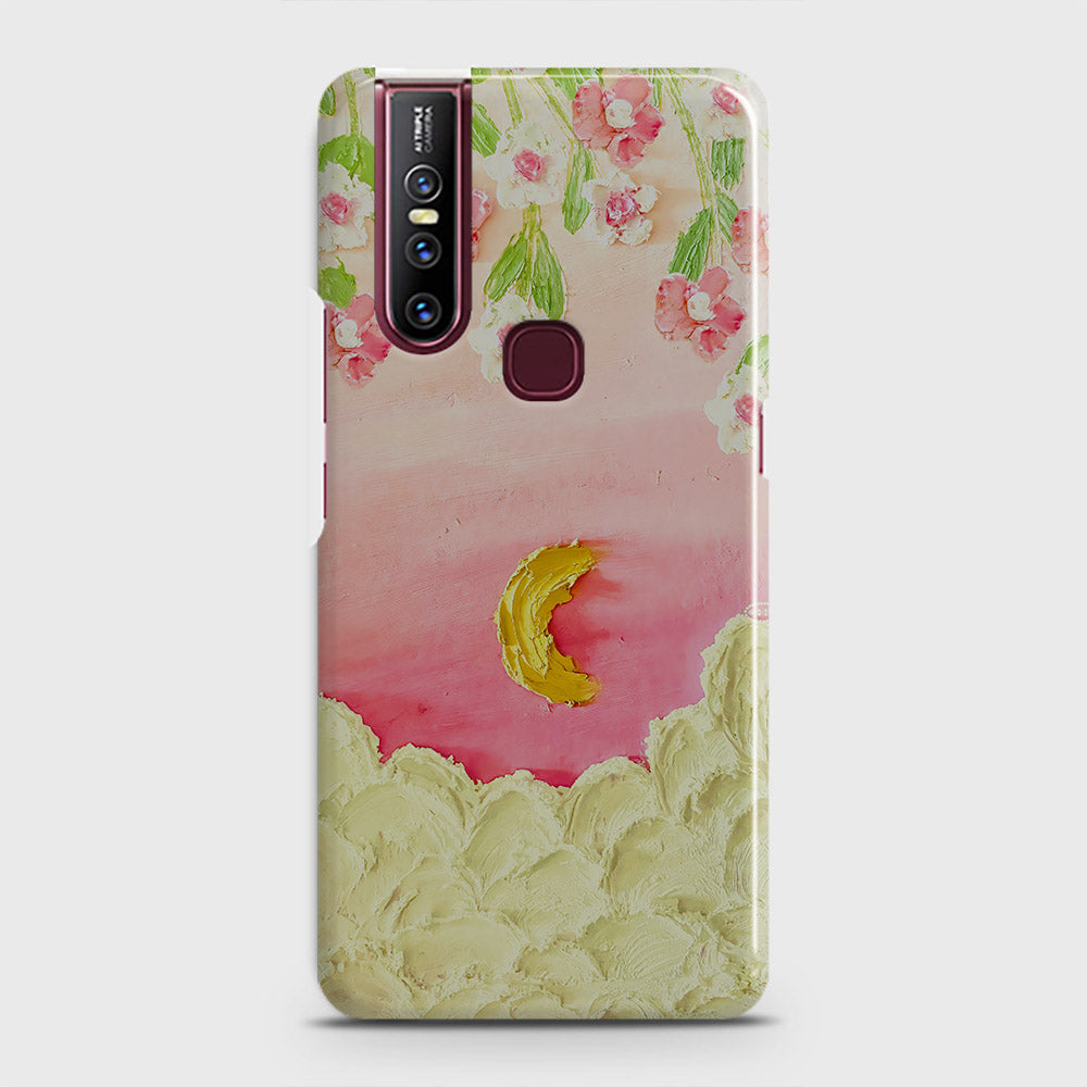 Vivo V15 Cover - Floral Series - Design 7 - Pink & Yellow - Matte Finish - Snap On Hard Case with LifeTime Colors Guarantee