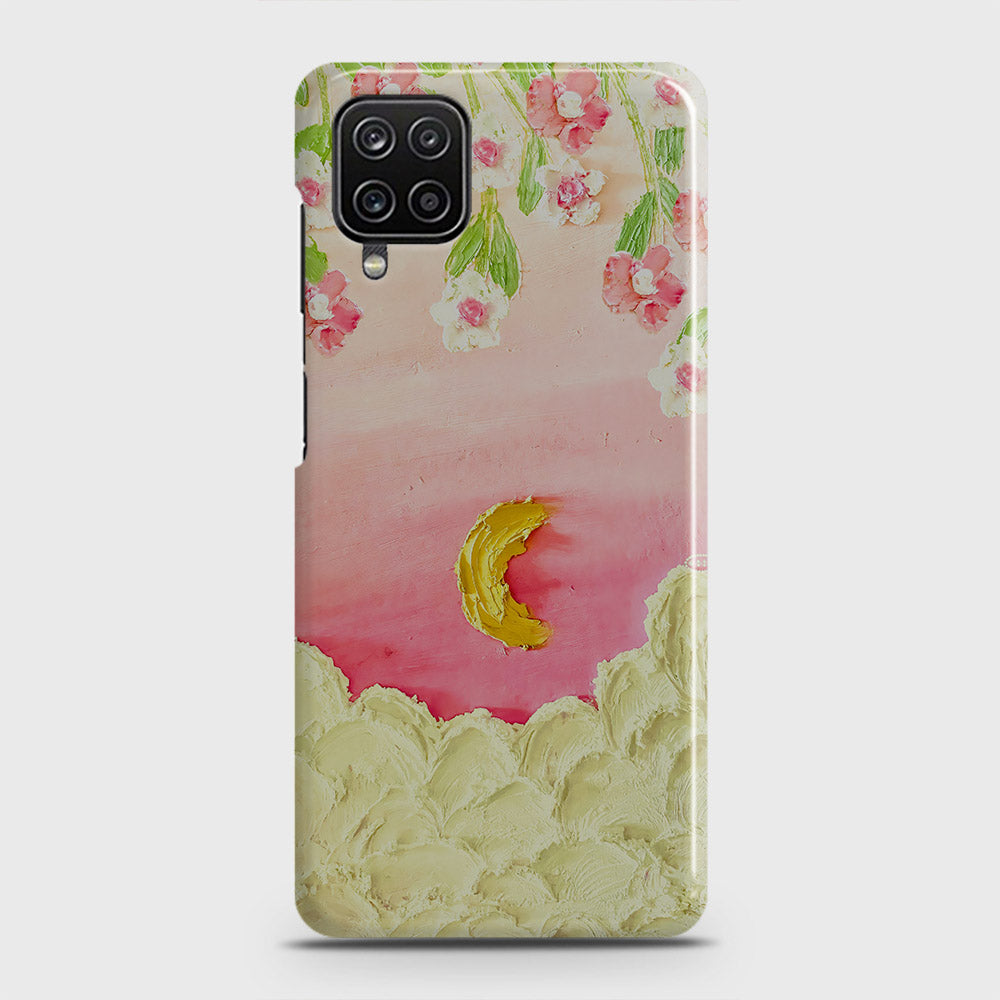 Samsung Galaxy A12 Cover - Floral Series - Design 7 - Pink & Yellow - Matte Finish - Snap On Hard Case with LifeTime Colors Guarantee