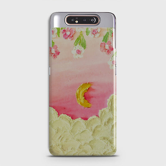 Samsung Galaxy A80 Cover - Floral Series - Design 7 - Pink & Yellow - Matte Finish - Snap On Hard Case with LifeTime Colors Guarantee