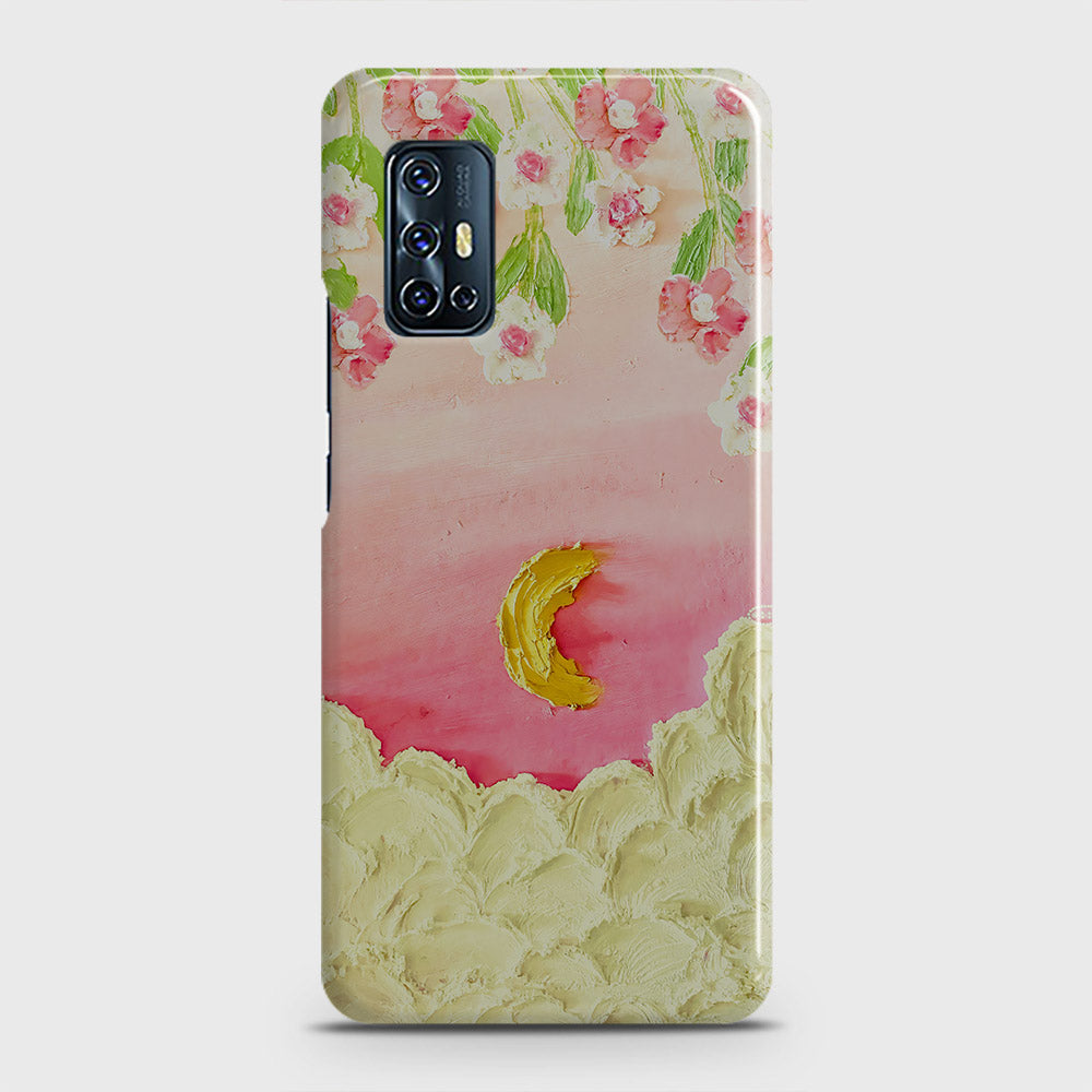 Vivo V17 Cover - Floral Series - Design 7 - Pink & Yellow - Matte Finish - Snap On Hard Case with LifeTime Colors Guarantee