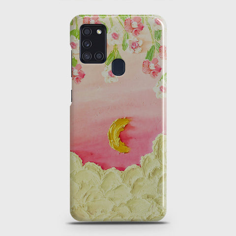 Samsung Galaxy A21s Cover - Floral Series - Design 7 - Pink & Yellow - Matte Finish - Snap On Hard Case with LifeTime Colors Guarantee