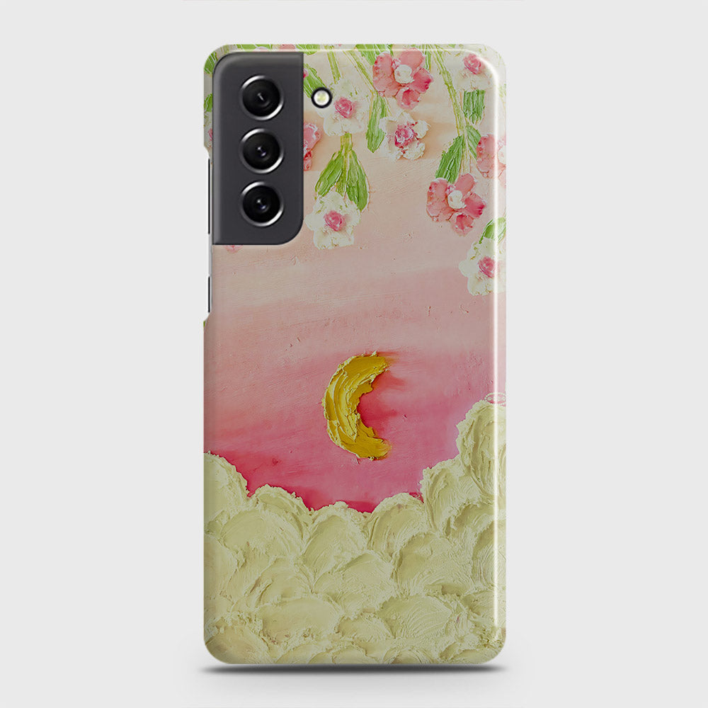 Samsung Galaxy S21 FE 5G Cover - Floral Series - Design 7 - Pink & Yellow - Matte Finish - Snap On Hard Case with LifeTime Colors Guarantee