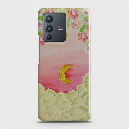 Vivo V23 5G Cover - Floral Series - Design 7 - Pink & Yellow - Matte Finish - Snap On Hard Case with LifeTime Colors Guarantee