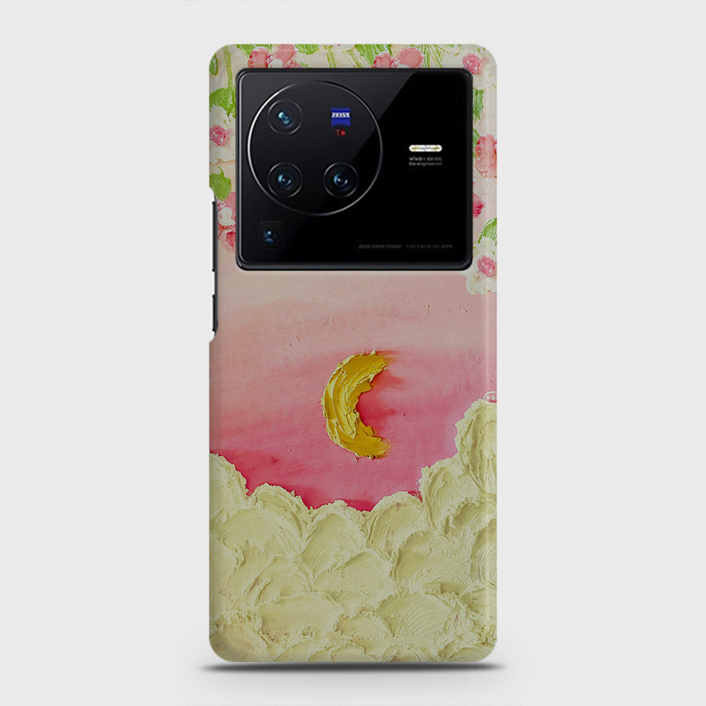 Vivo X80 Cover - Floral Series - Design 7 - Pink & Yellow - Matte Finish - Snap On Hard Case with LifeTime Colors Guarantee