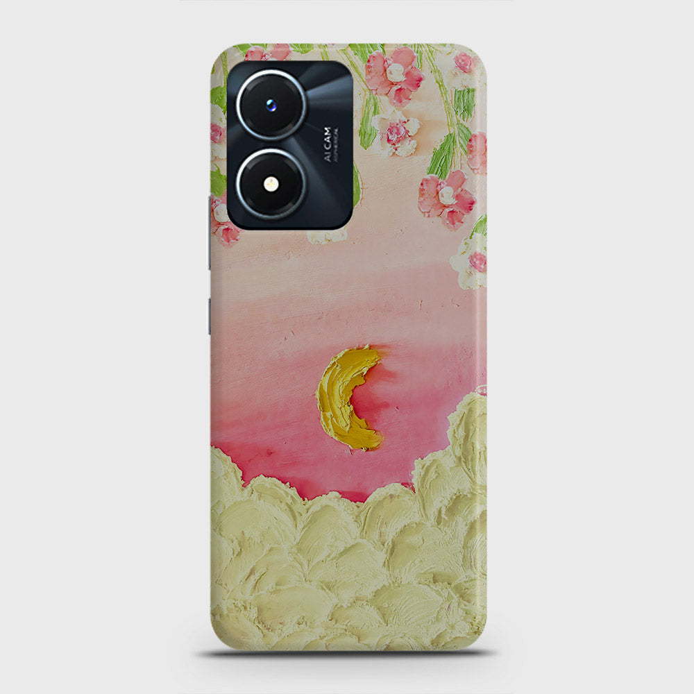 Vivo Y02s Cover - Floral Series - Design 7 - Pink & Yellow - Matte Finish - Snap On Hard Case with LifeTime Colors Guarantee