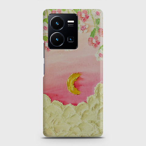 Vivo Y35 Cover - Floral Series - Design 7 - Pink & Yellow - Matte Finish - Snap On Hard Case with LifeTime Colors Guarantee