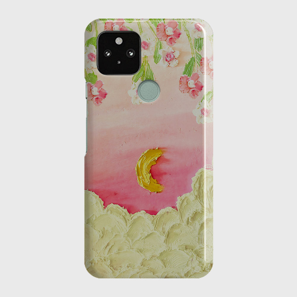 Google Pixel 5 XL Cover - Floral Series - Design 7 - Pink & Yellow - Matte Finish - Snap On Hard Case with LifeTime Colors Guarantee