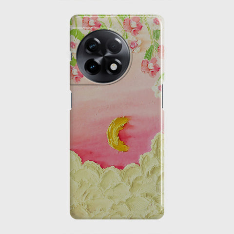 OnePlus 11R Cover - Floral Series - Design 7 - Pink & Yellow - Matte Finish - Snap On Hard Case with LifeTime Colors Guarantee