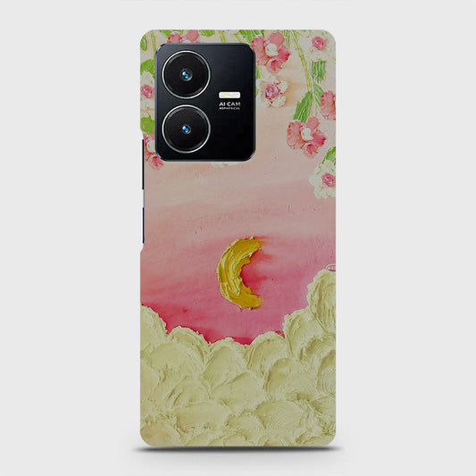 Vivo Y22 Cover - Floral Series - Design 7 - Pink & Yellow - Matte Finish - Snap On Hard Case with LifeTime Colors Guarantee