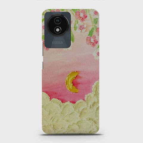 Vivo Y02 Cover - Floral Series - Design 7 - Pink & Yellow - Matte Finish - Snap On Hard Case with LifeTime Colors Guarantee